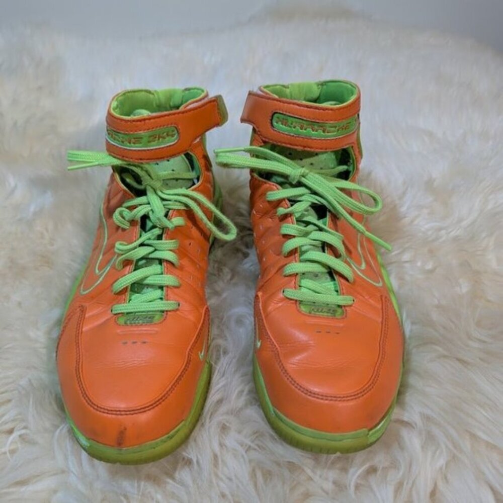 RARE Customer Green and Orange Nike Air Zoom Hurache 2k4 Men Size 9.5 Sneakers